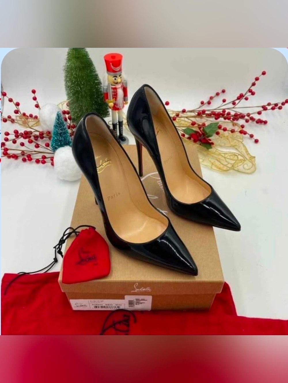NIB Size 6.5 Christian Louboutin So Kate Black Patent Heels